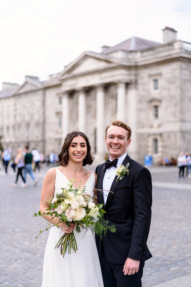 Bride and Groom at Front Square, Trinity College Dublin