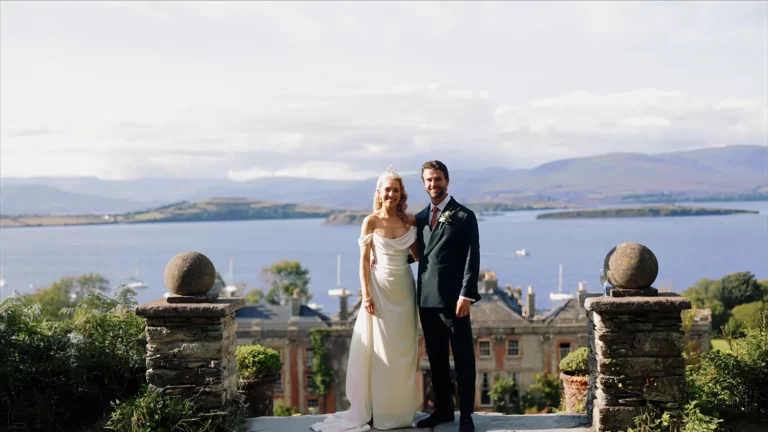 Bride and Groom overlooking Bantry House