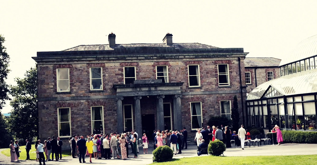 Wedding day reception on the lawn at Kilshane House