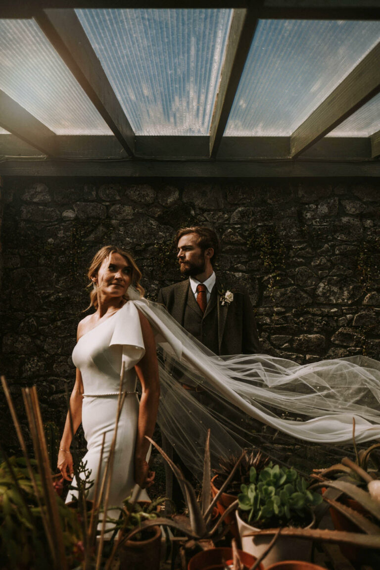Couple on their wedding day at Mount Druid
